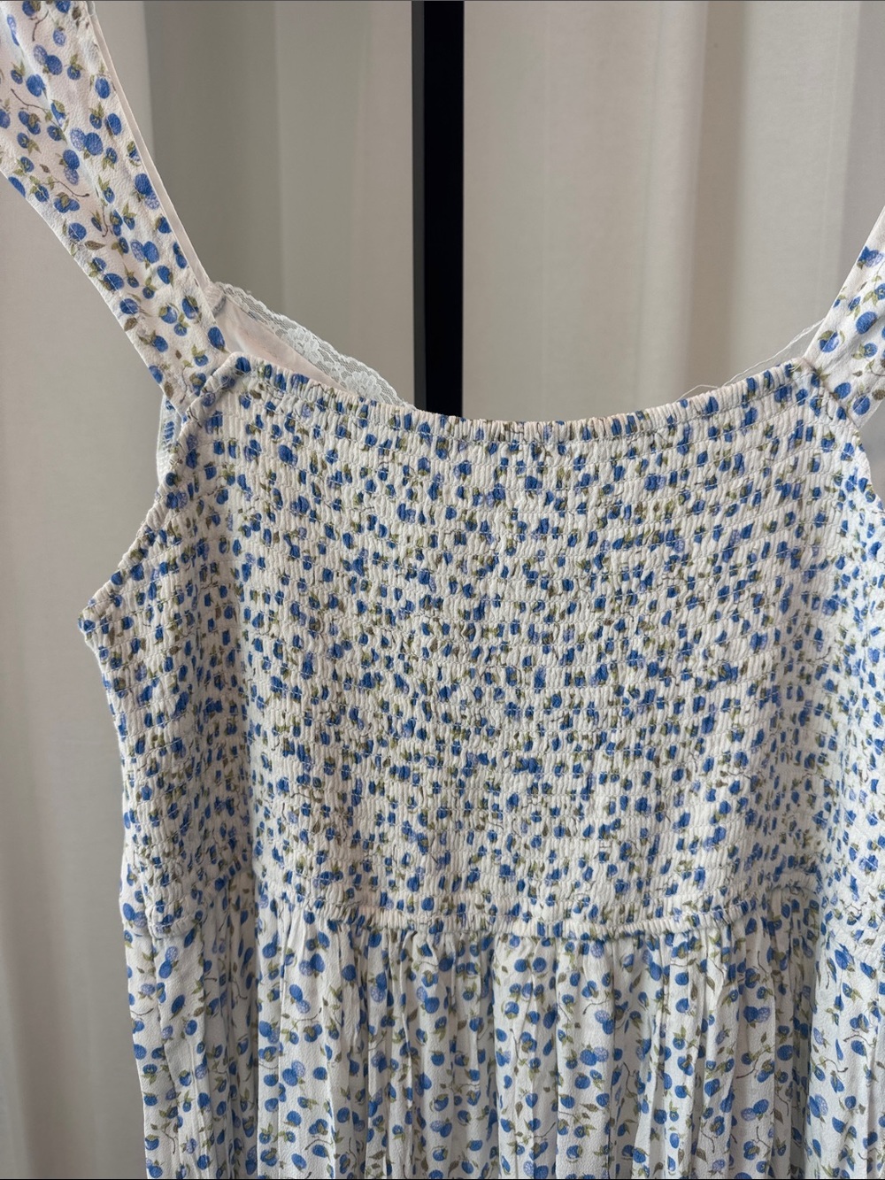 In Bloom White Maxi Dress with Blue Floral Print - Picture 4 of 5